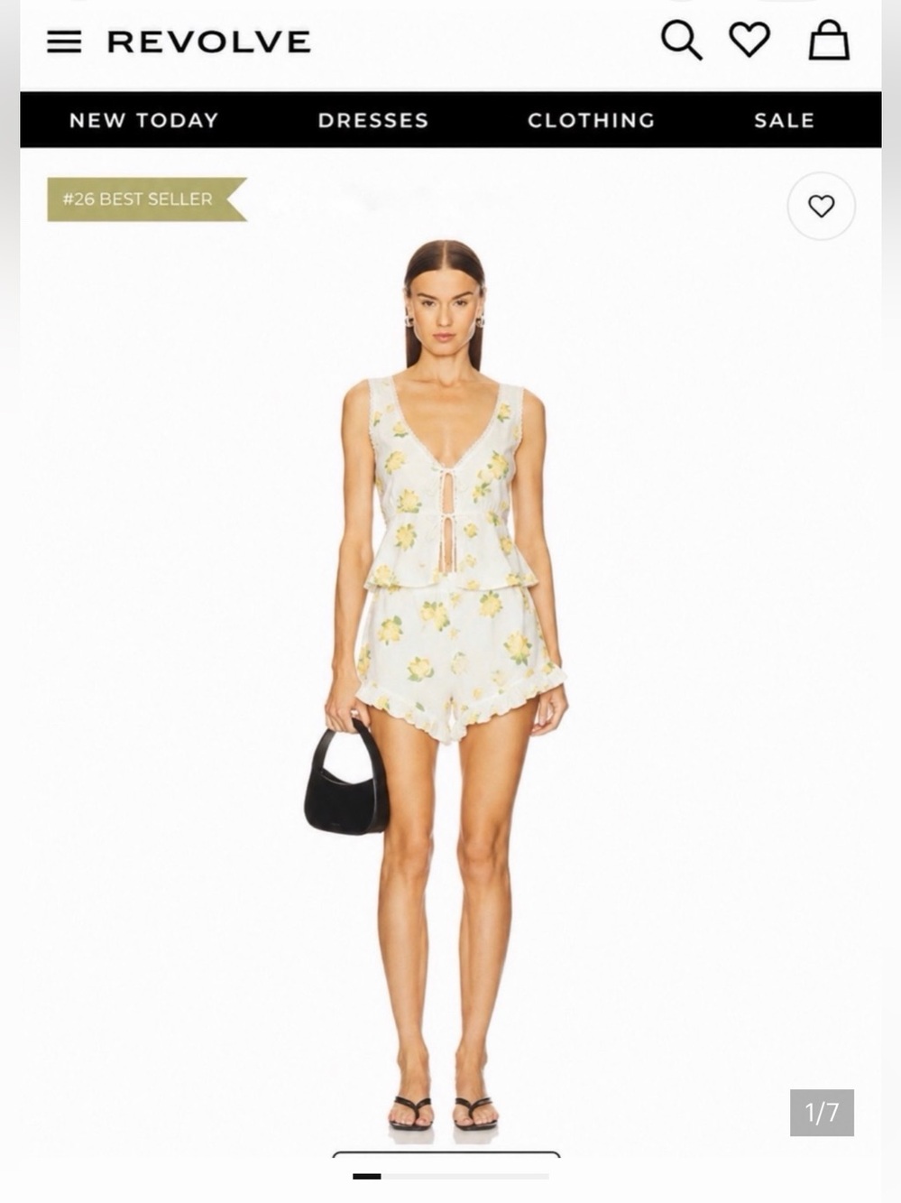White Lemon Print Two-Piece Pajama Set